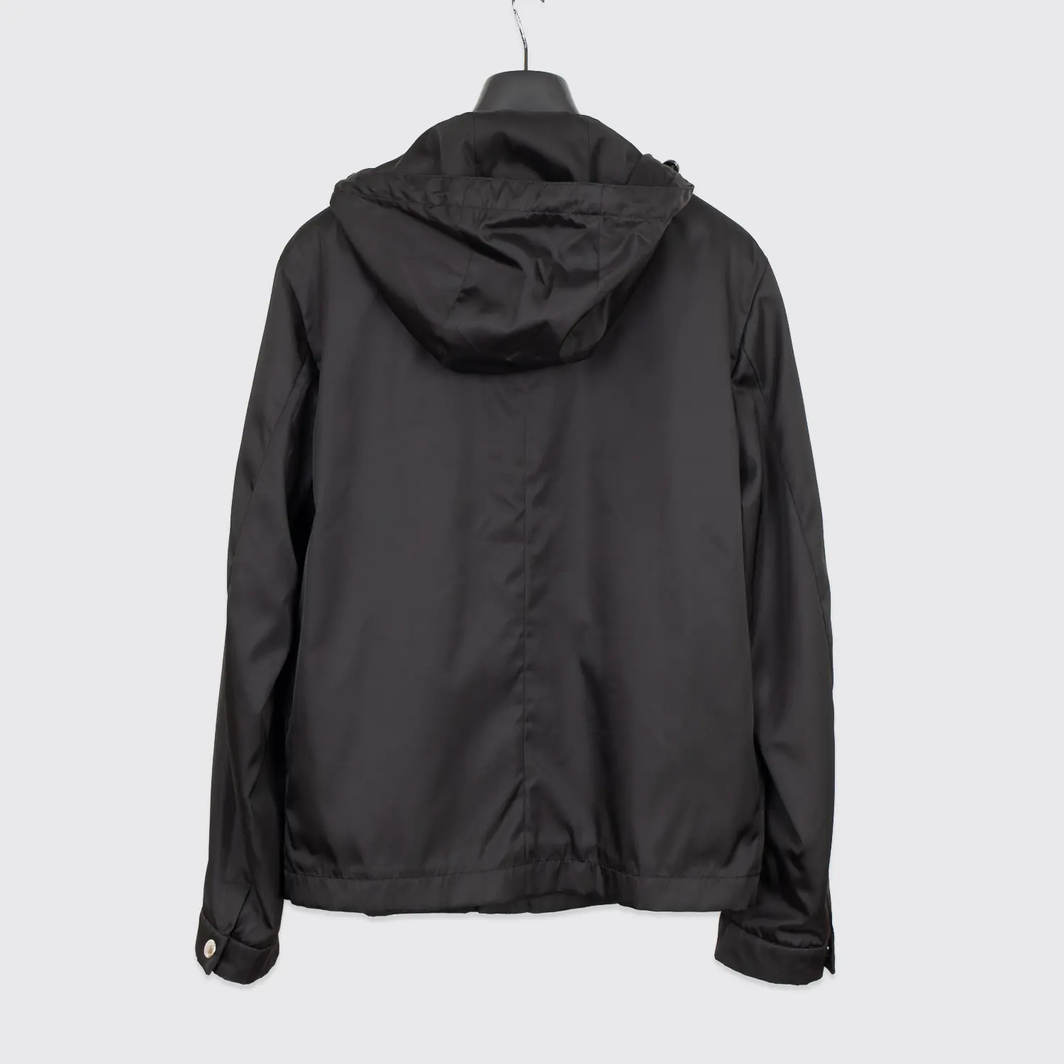 Prada Jacket Size EU50 Black Zip Front Polyamide w/ Leather Trim Windbreaker