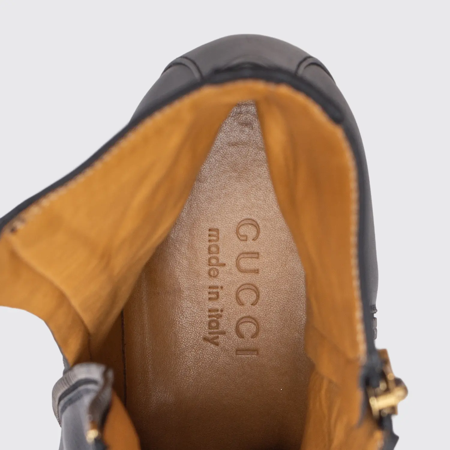 Gucci Boots Size UK10 Black Leather Double Zipper Made in Italy