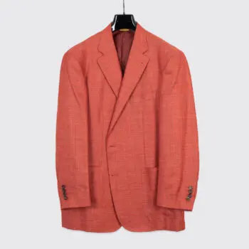 Canali Kei Jacket Size EU60 Men Orange/Red Basket Weave Wool 2-Button Short Fit