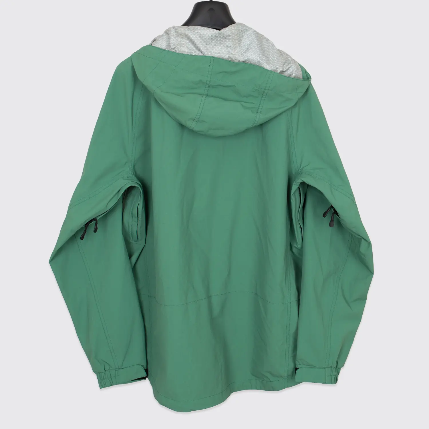 Duluth Trading Co Rain Jacket Size L Spring Green Nylon Waterproof Hood 4-Pocket