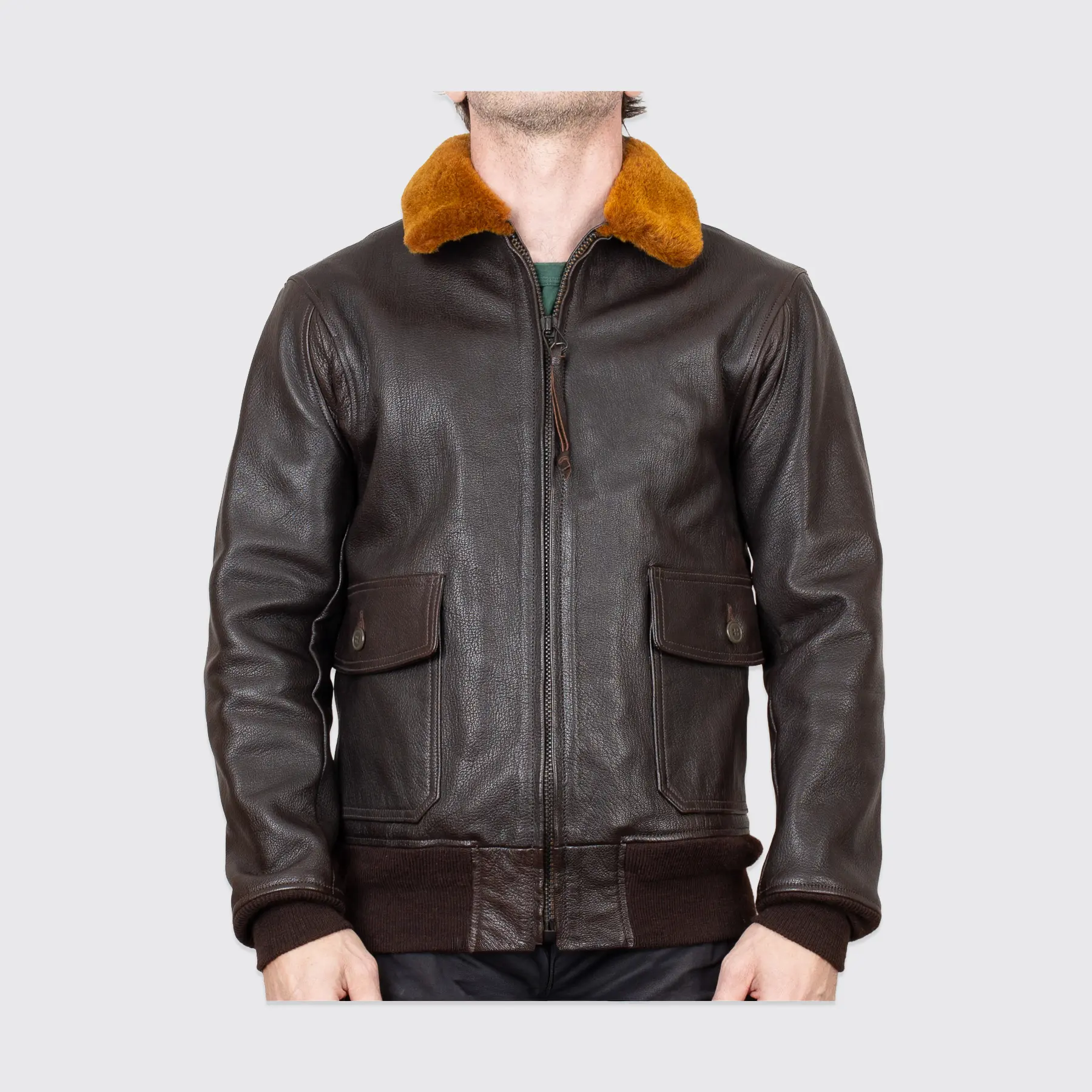 The Real McCoy's G-1 Leather Flight Jacket Dark Brown Goatskin