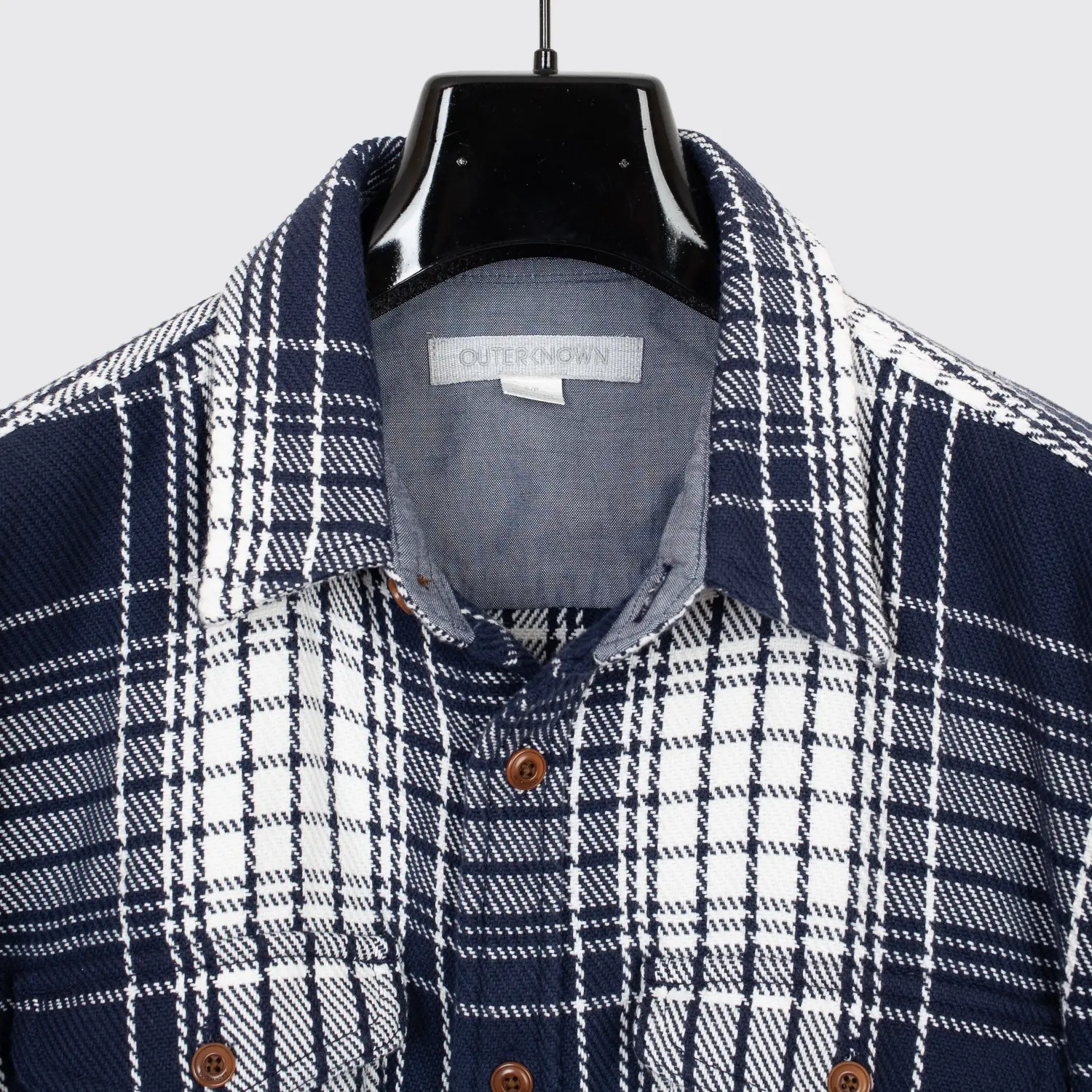 Outerknown Blanket Shirt Size S Men Navy White Plaid Heavyweight Woven Cotton