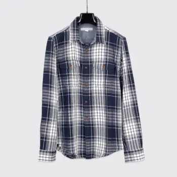 Outerknown Blanket Shirt Size S Men Navy White Plaid Heavyweight Woven Cotton