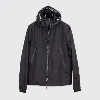 Moncler Junichi Hooded Rain Jacket Size 2 Men Black Lightweight Shell with Logo