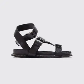 Damir Doma Men Sandals Size 10 (EU43) Black Smooth Leather Buckled Crepe Sole