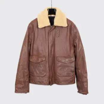 Deus Ex Machina The Greaser Jacket Size XL Men Roca Brown Leather Sherpa Collar