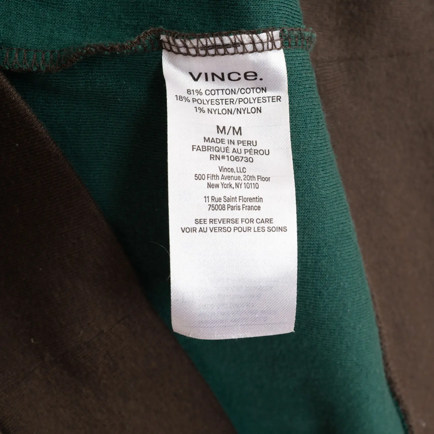 Vince Hoodie Size M Night Moss Brown Soft Cotton Double Face Sweatshirt