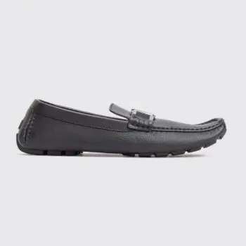 Louis Vuitton Driving Moc Loafers Size 10 Men Black Pebblegrain Leather Shoes