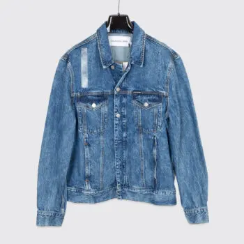 Calvin Klein Jeans Jacket Size L Embroidered Desert Print Cotton Denim Trucker