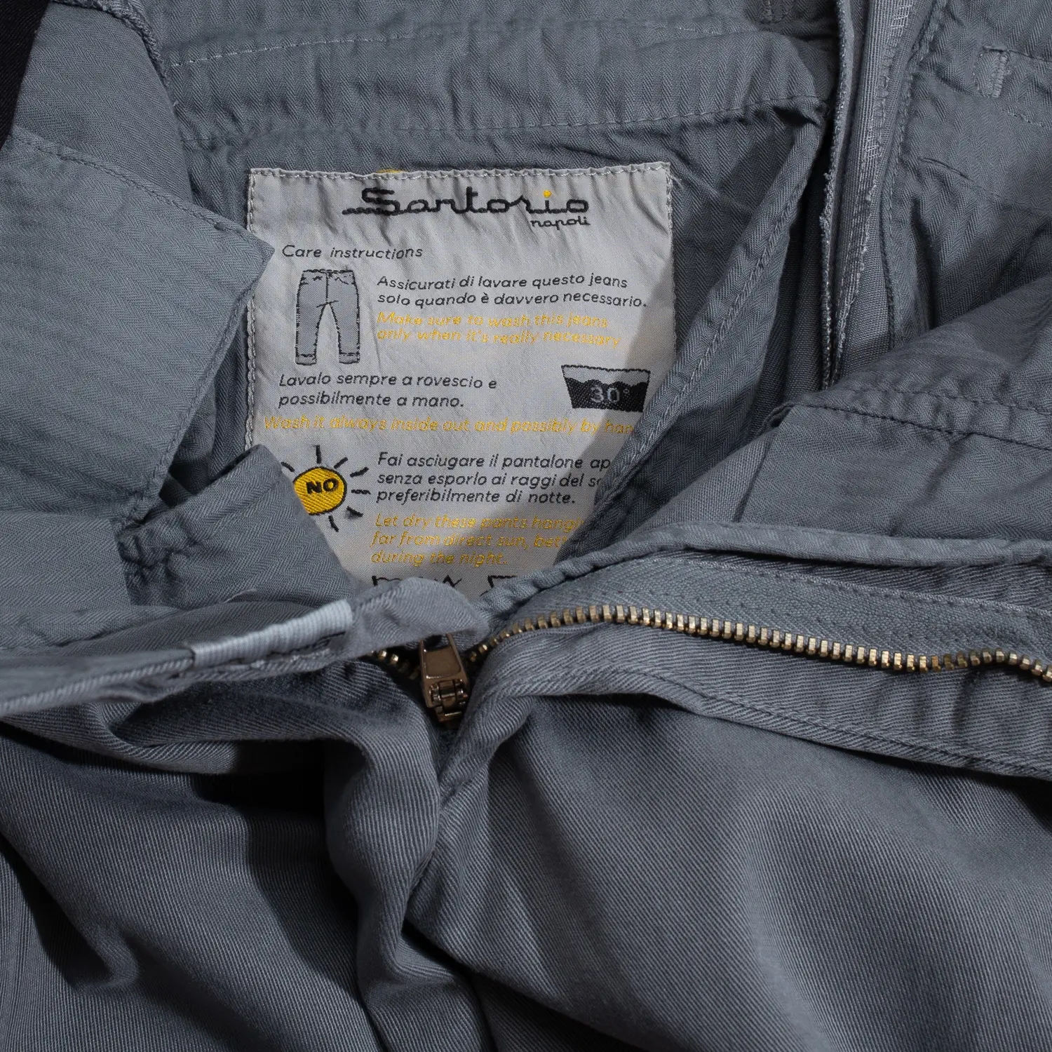 Sartorio Napoli Chino Pants Size W32 L28 Gray Lyocell Slim Fit Made in Italy