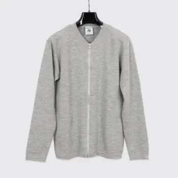 S.N.S. Herning Sweater Size S/M Gray Pure Wool Knit Full Zip Made in Denmark