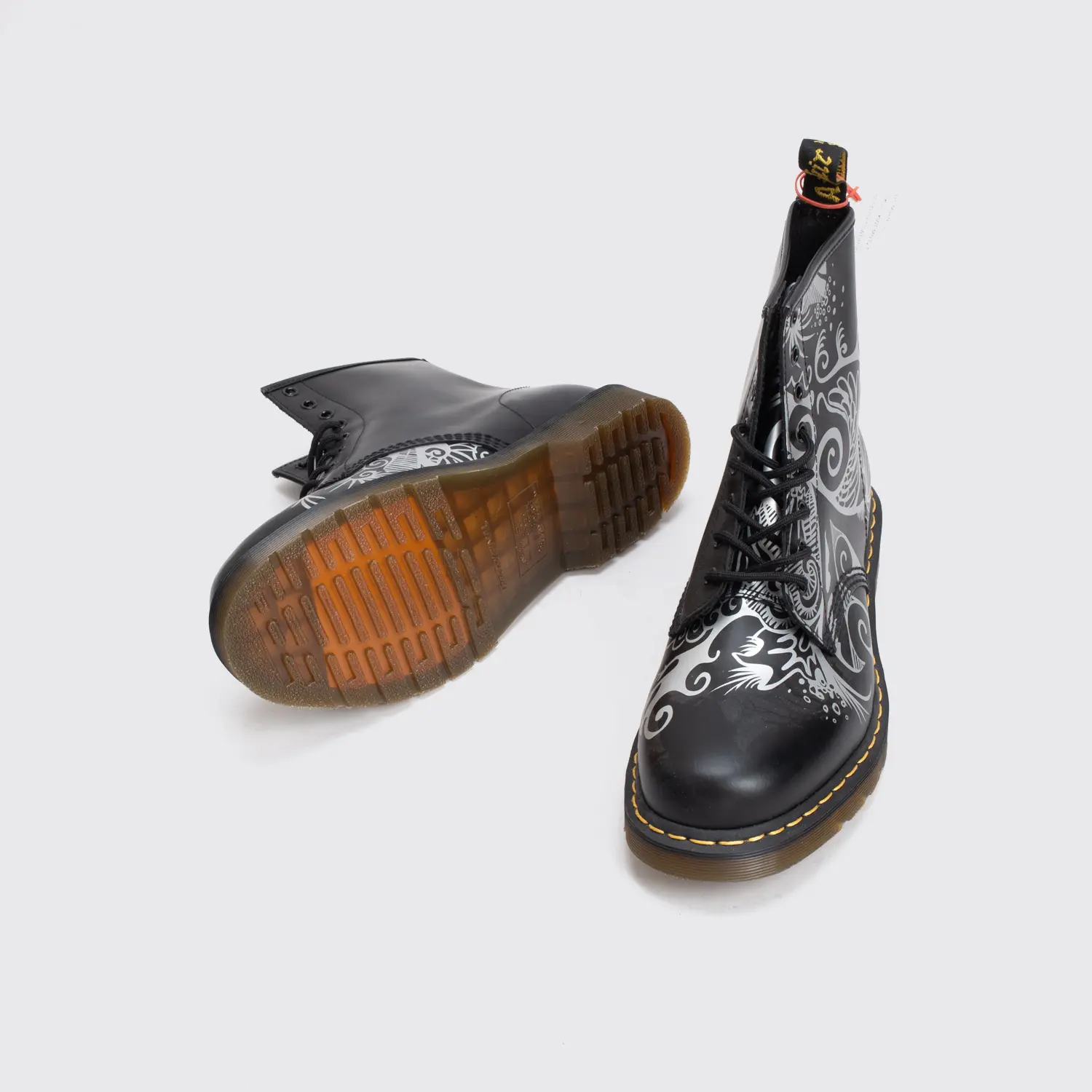 Dr. Martens 1460 Freedom Boots Size 11 (UK10) Men Black Silver Print Leather