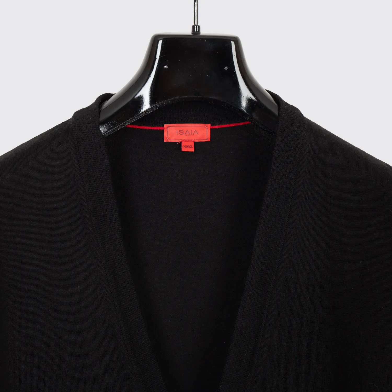 Isaia Napoli Sweater Vest Slim 3XL Black Wool Lightweight Cardigan Made in Italy