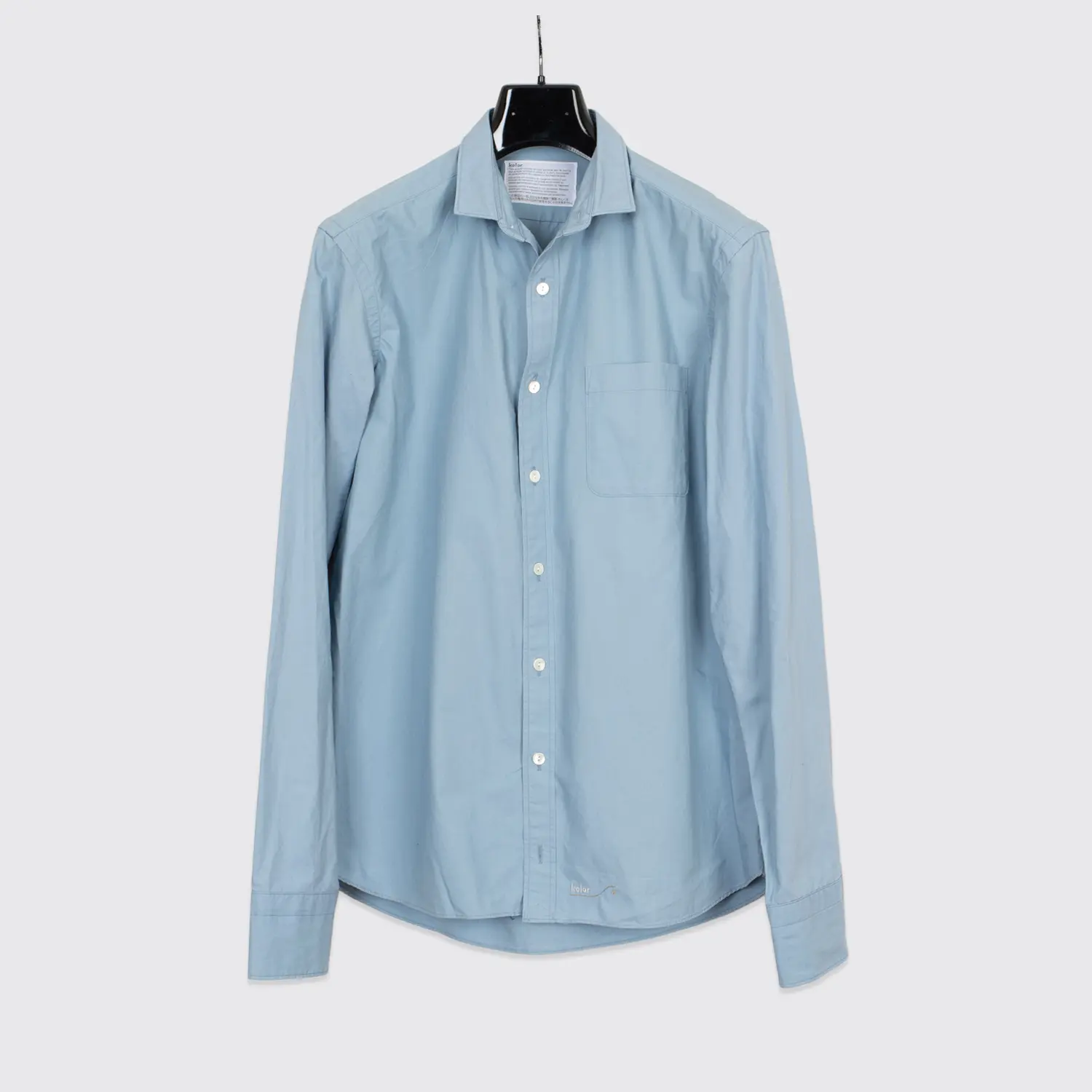 Kolor Shirt Size L (4) Light Blue Cotton Poplin with Chest Pocket Made in Japan