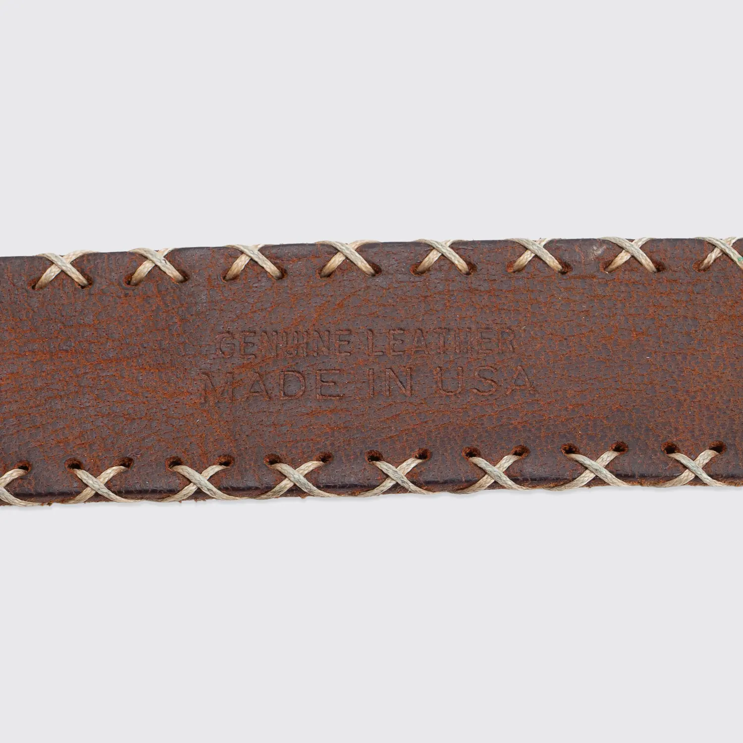 W.Kleinberg Belt Size 40 Aztec Cross Stitch Brown Leather Western Casual