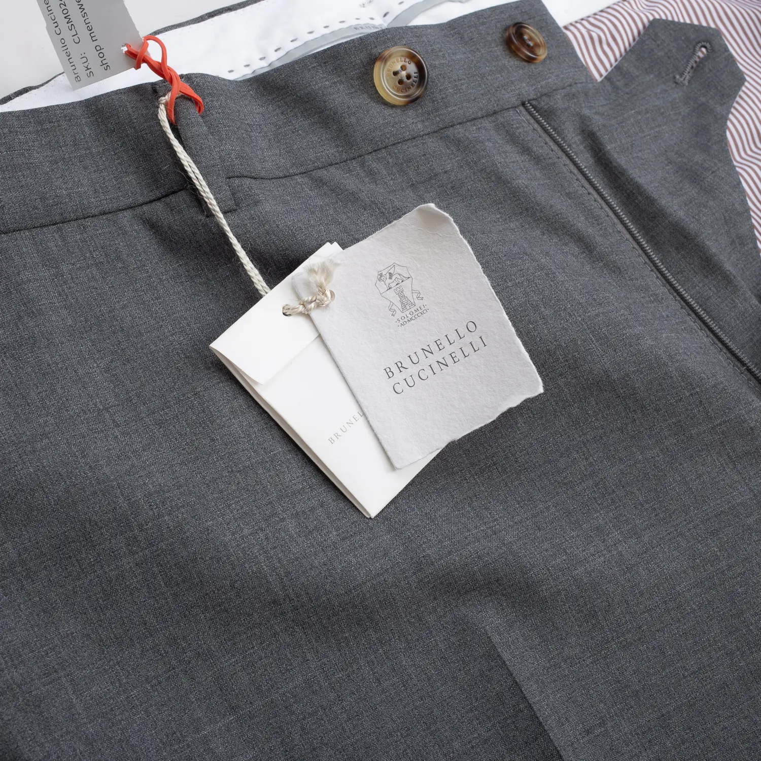 Brunello Cucinelli Pants Size EU56 Men Gray Wool Italian Fit Made in Italy