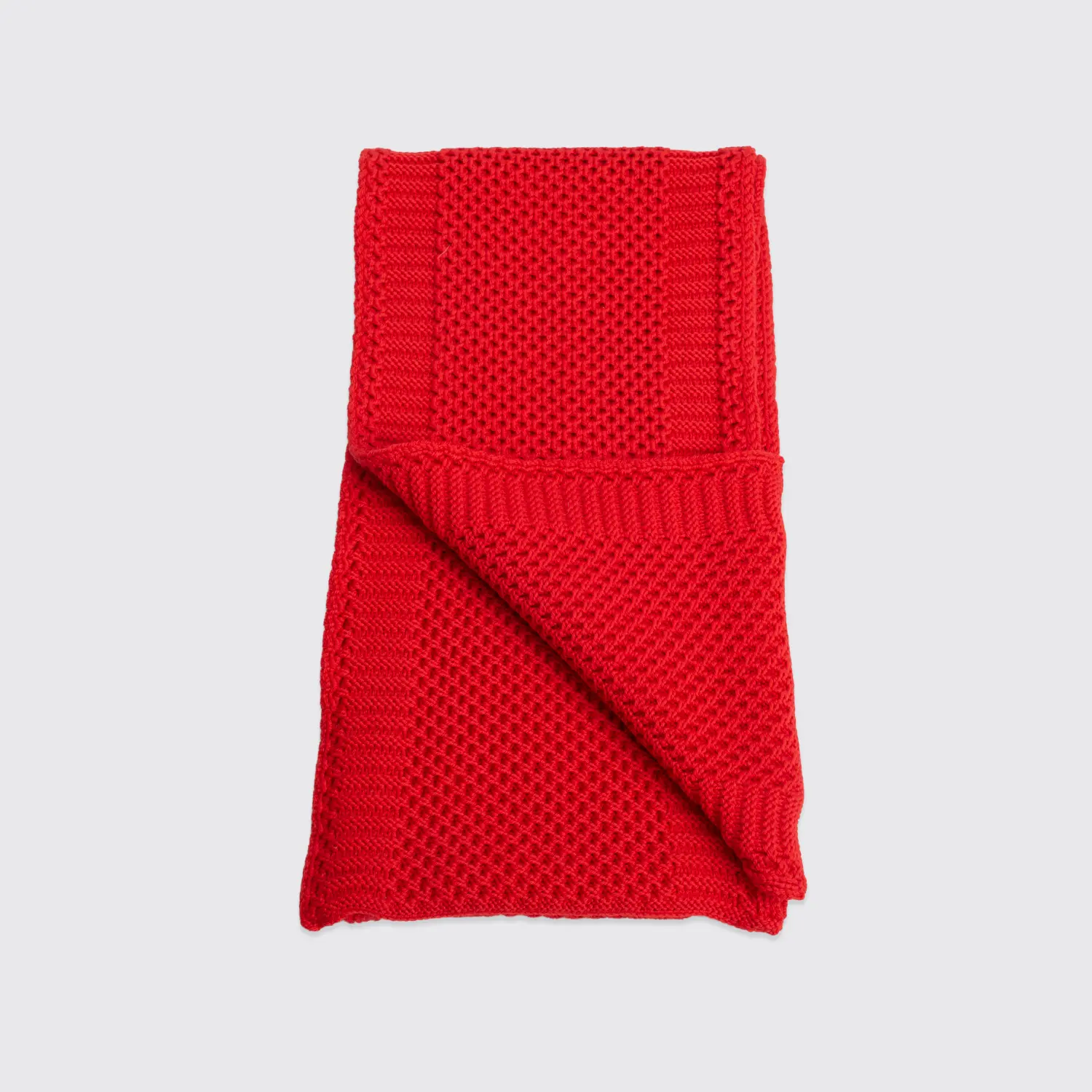 Giuliano Fujiwara Scarf Solid Red Textured Knit Wool Fall Winter Made in Italy
