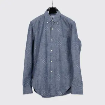 Our Legacy 1950s Quilted Chambray Shirt Size S Indigo Mid Blue Dot with Pocket