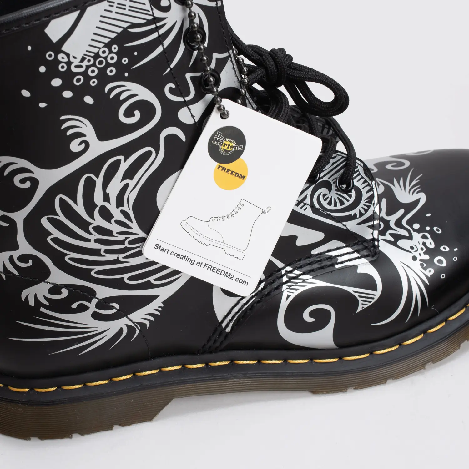 Dr. Martens 1460 Freedom Boots Size 11 (UK10) Men Black Silver Print Leather