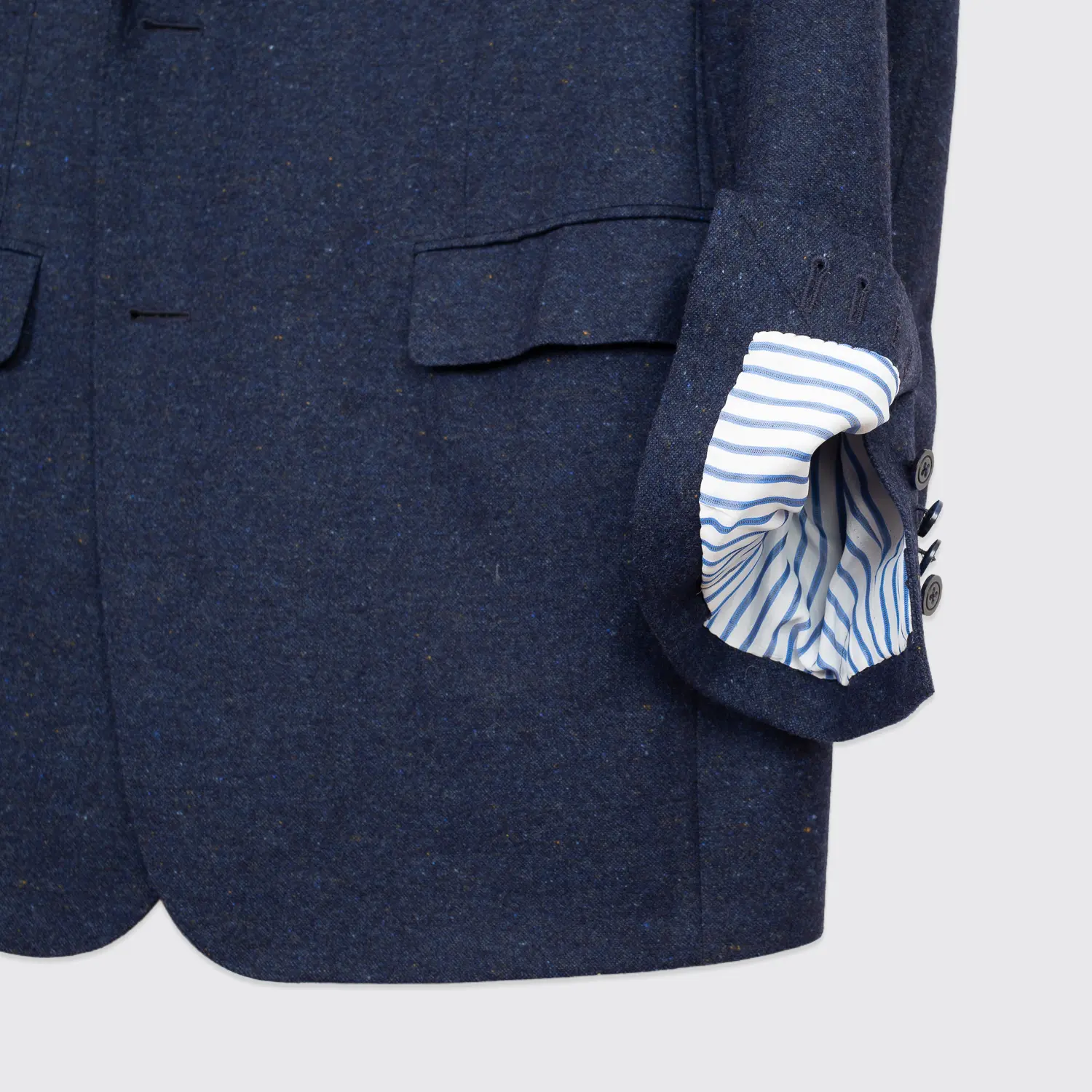 Samuelsohn Sport Coat Size 44 L Blue Multicolor Fleck Warm Wool Two Button Gable