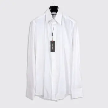 Dolce & Gabbana Gold Dress Shirt Size EU44 White Cotton Stretch Made in Italy