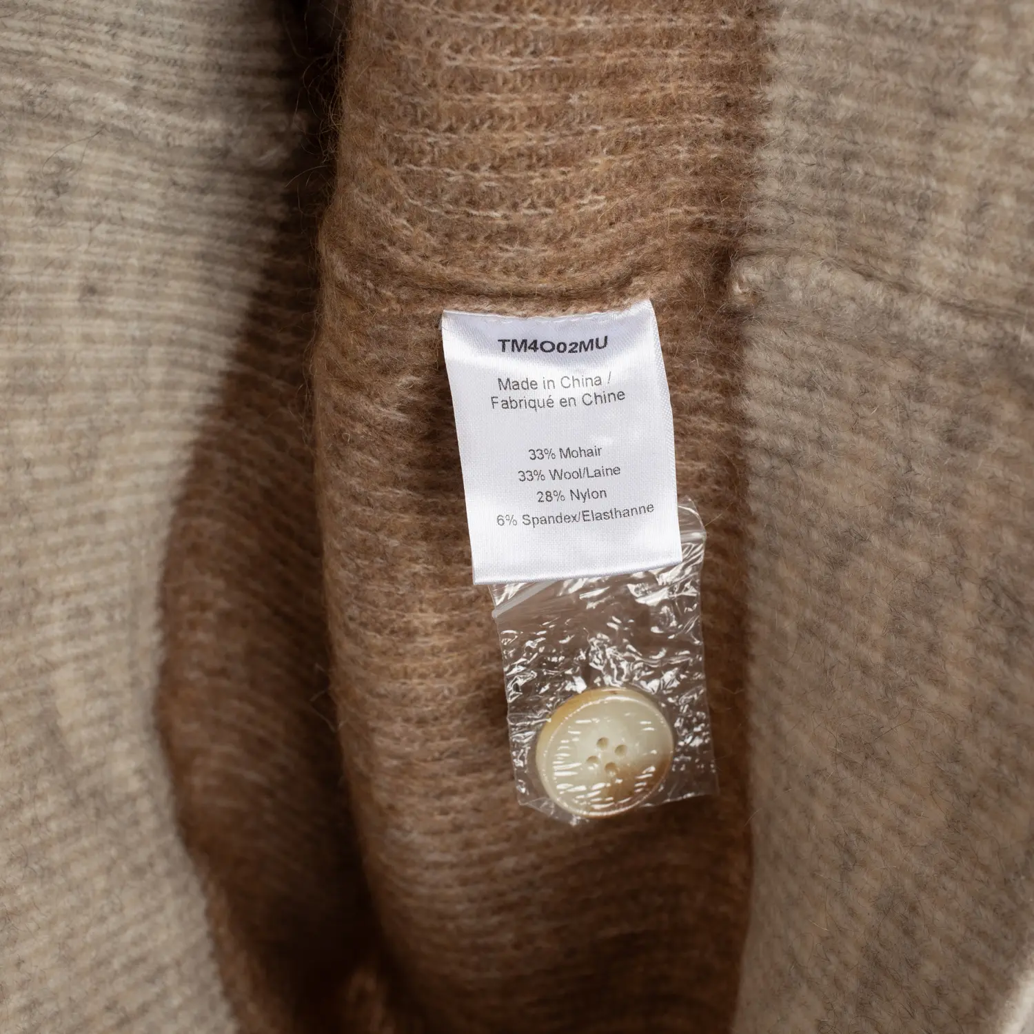 Twenty Montreal Shawl Cardigan Sweater 2XL Men Beige Mohair Wool Knit Contrast