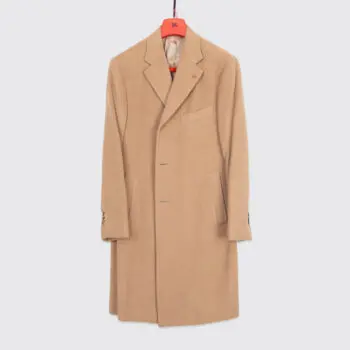 Isaia Napoli Coat Size EU52 Beige Soft Camelhair 3/4 Length Made in Italy