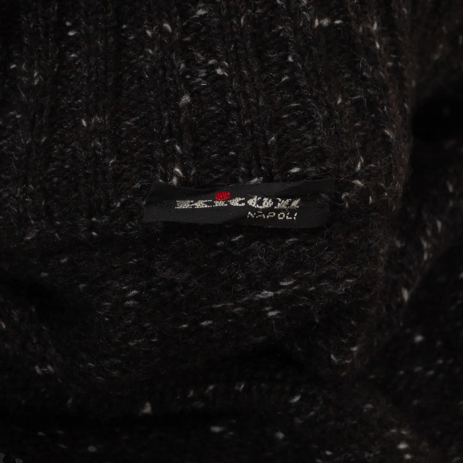 Kiton Cashmere Sweater Size EU54 Charcoal Fleck Zip with Leather Made in Italy