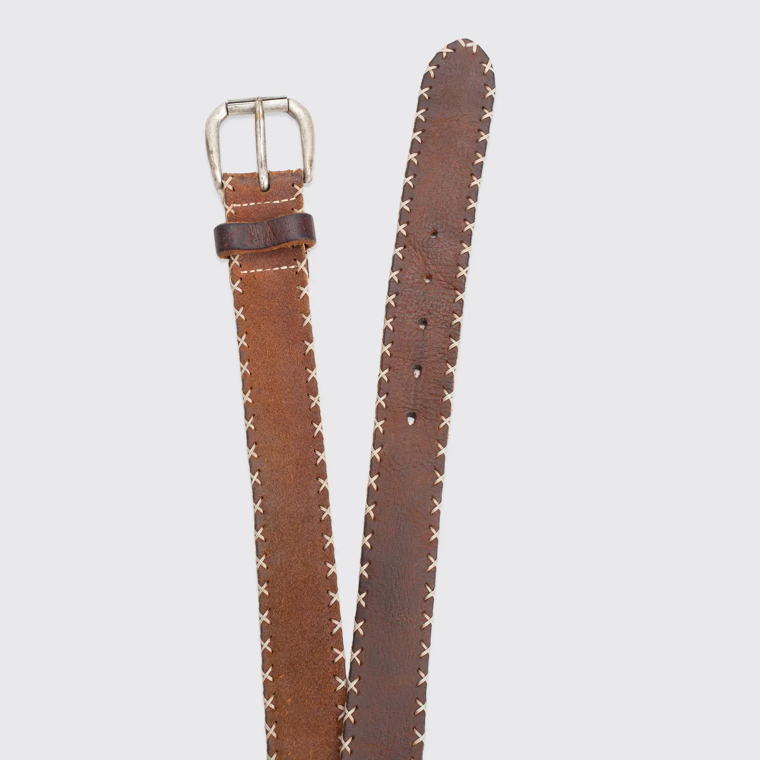 W.Kleinberg Belt Size 40 Aztec Cross Stitch Brown Leather Western Casual