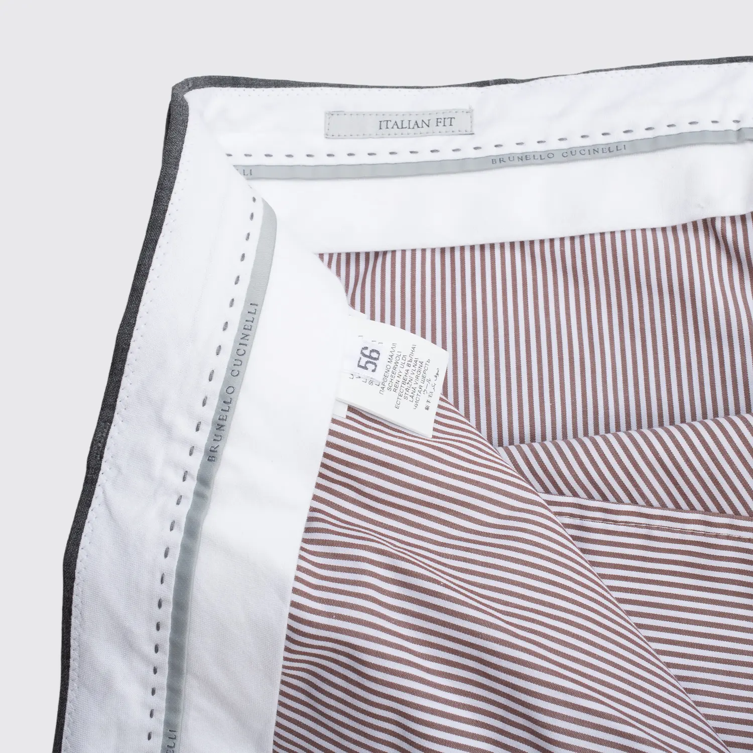 Brunello Cucinelli Pants Size EU56 Men Gray Wool Italian Fit Made in Italy