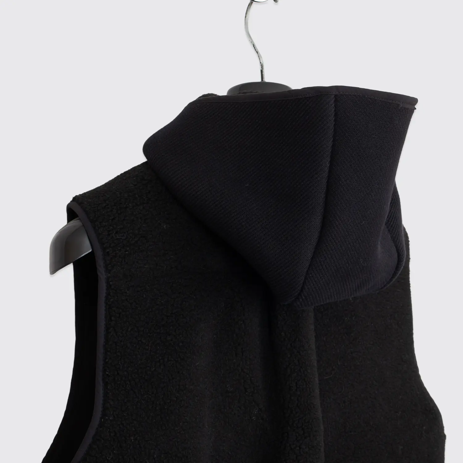 Tim Coppens Vest Size M Black Cotton Blend Fleece Tech Hooded Made in U.S.A.