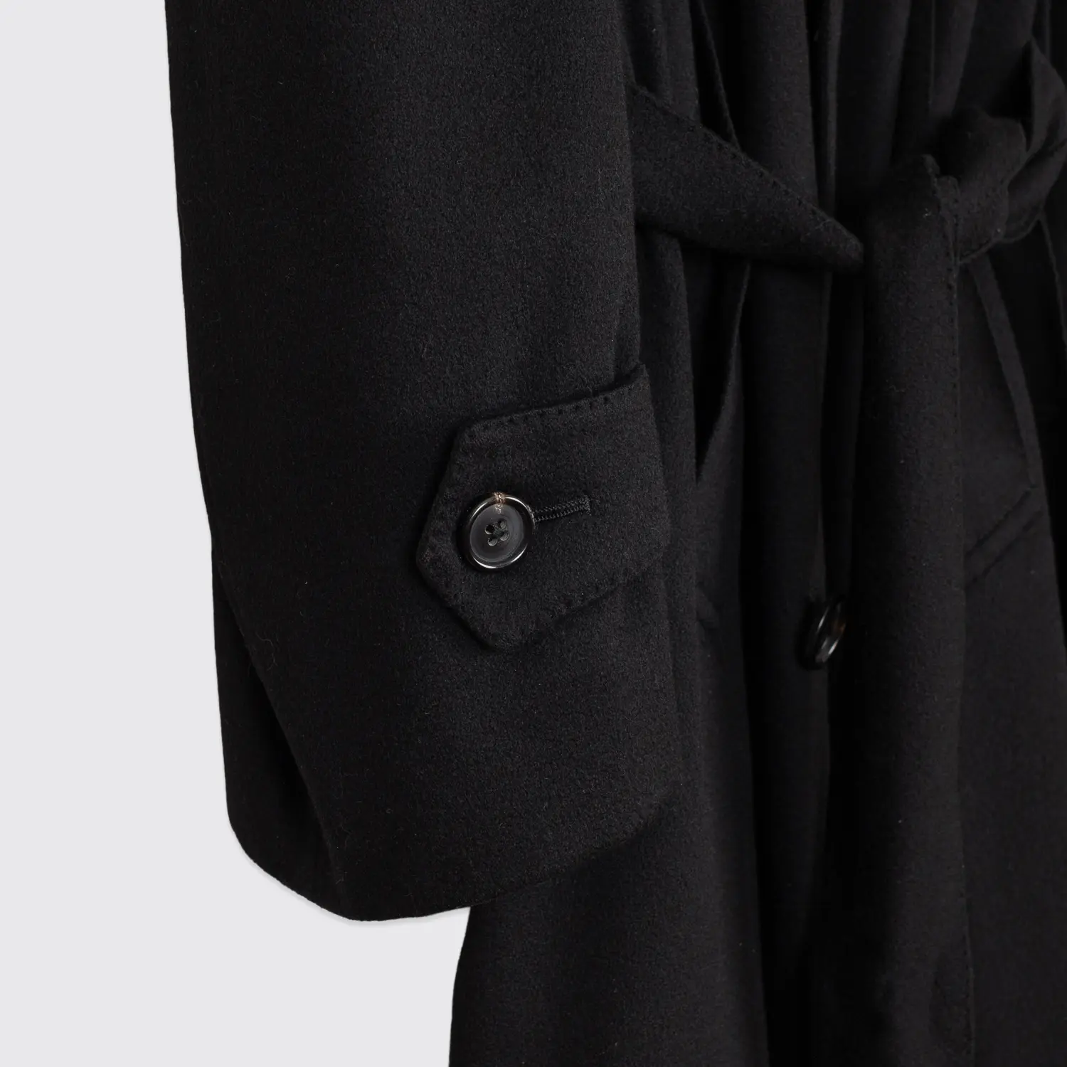 Ermenegildo Zegna Cashmere Dress Coat Size EU54 Men Long Solid Black Belted