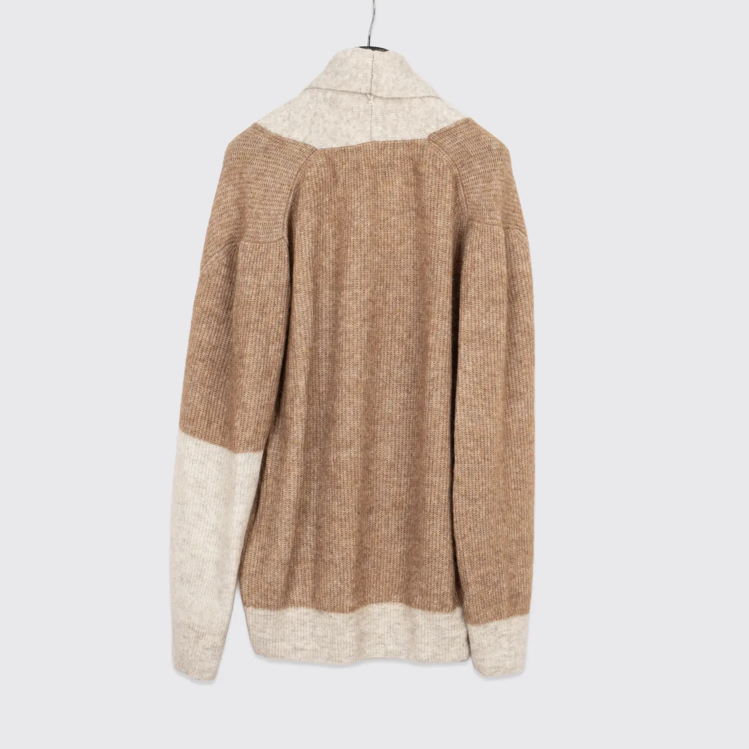 Twenty Montreal Shawl Cardigan Sweater 2XL Men Beige Mohair Wool Knit Contrast