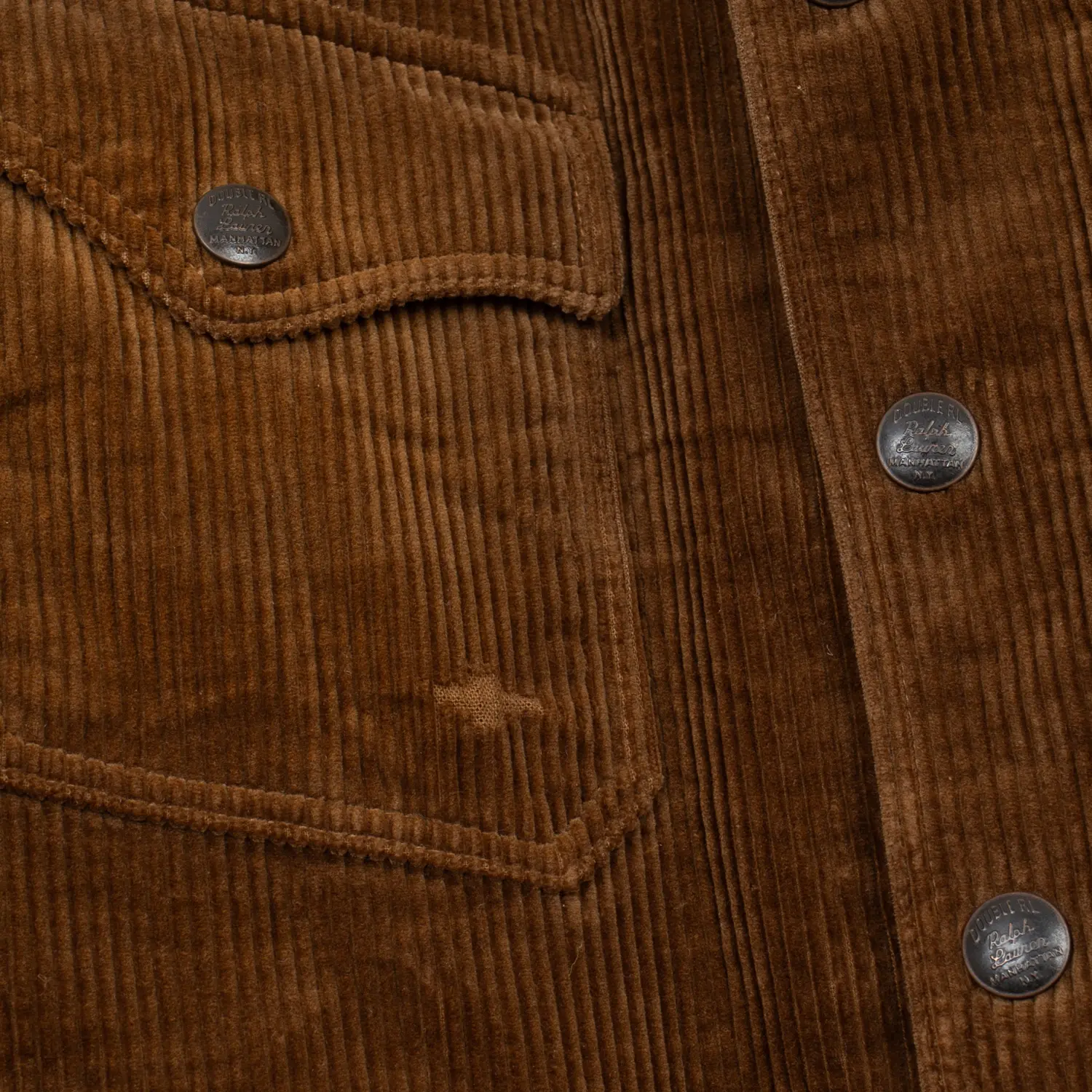 RRL Ralph Lauren Vest Size XL Brown Cotton Distressed Corduroy Snap Closure