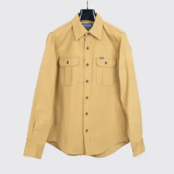 Iron Heart Shirt Size S Men Classic Beige 9oz Cotton Canvas IHSH-354