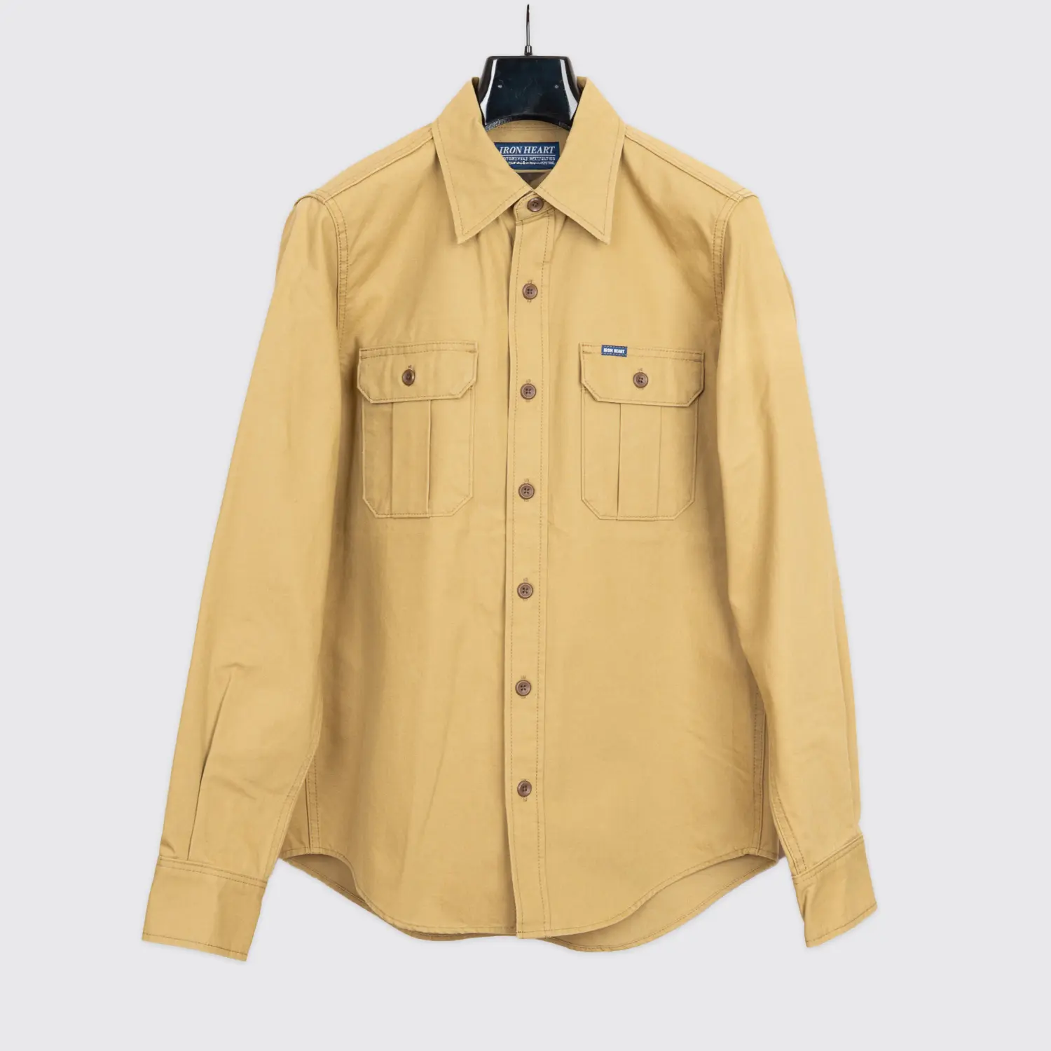 Iron Heart Shirt Size S Men Classic Beige 9oz Cotton Canvas IHSH-354