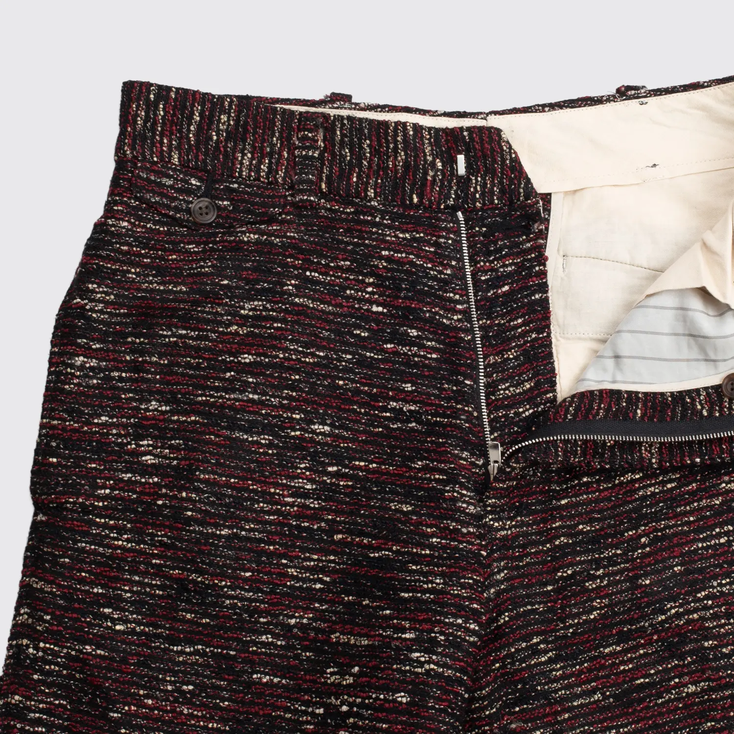 Needles Soft Knit Casual Pant Red Black Woven Knit Rayon Made in Japan