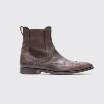 Salvatore Ferragamo Boots Size 12 Men Dark Brown Leather Brogue Chelsea Hybrid