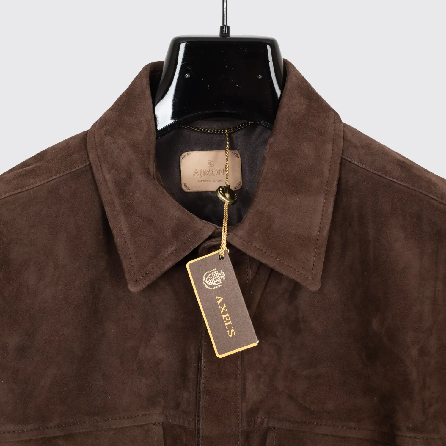 AJMone Barron Suede Shirt Size M (EU50) Men Coffee Brown Lambskin Made in Italy