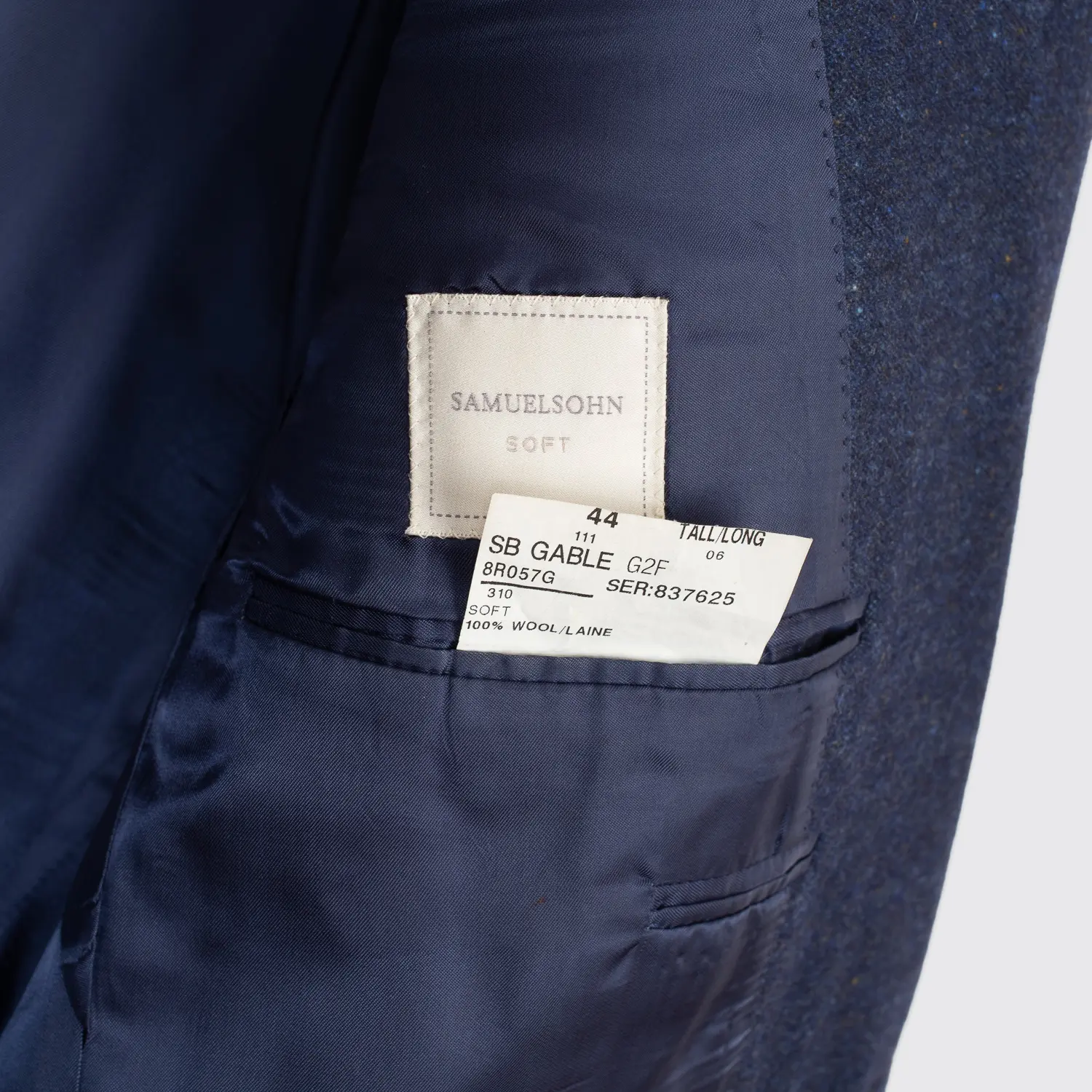 Samuelsohn Sport Coat Size 44 L Blue Multicolor Fleck Warm Wool Two Button Gable