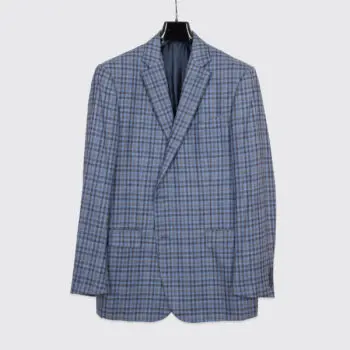 Ermenegildo Zegna Sport Coat Size EU58 Blue Check Wool Silk Milano