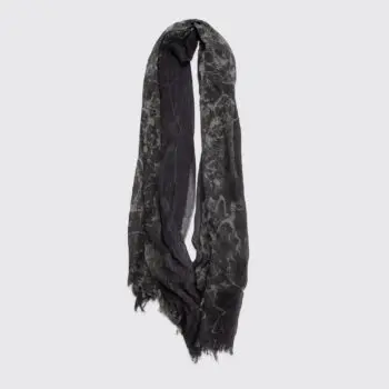 Gradient Splatter Dyed Scarf Dark Gray Woven Frayed Hem Lightweight
