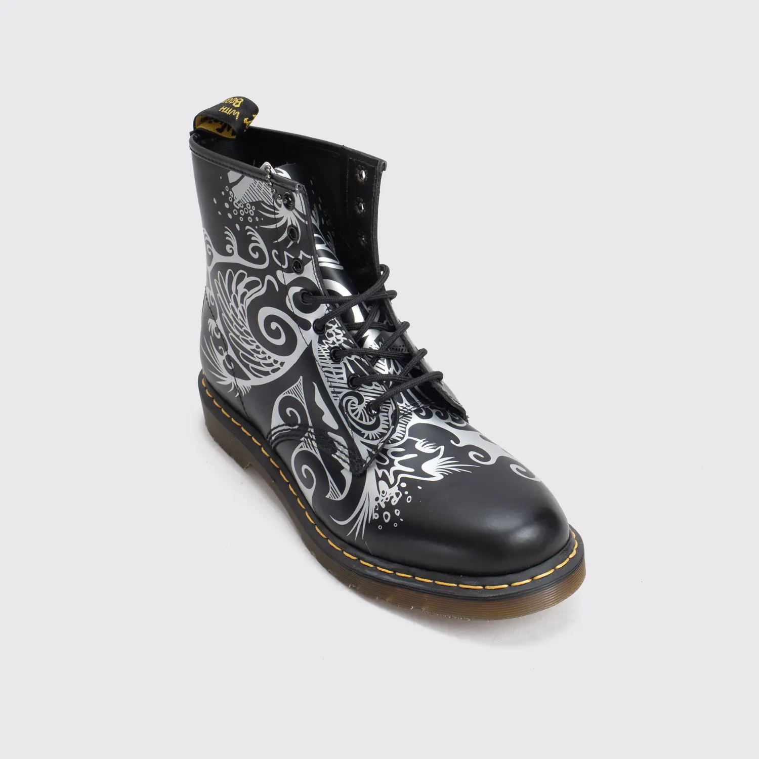 Dr. Martens 1460 Freedom Boots Size 11 (UK10) Men Black Silver Print Leather