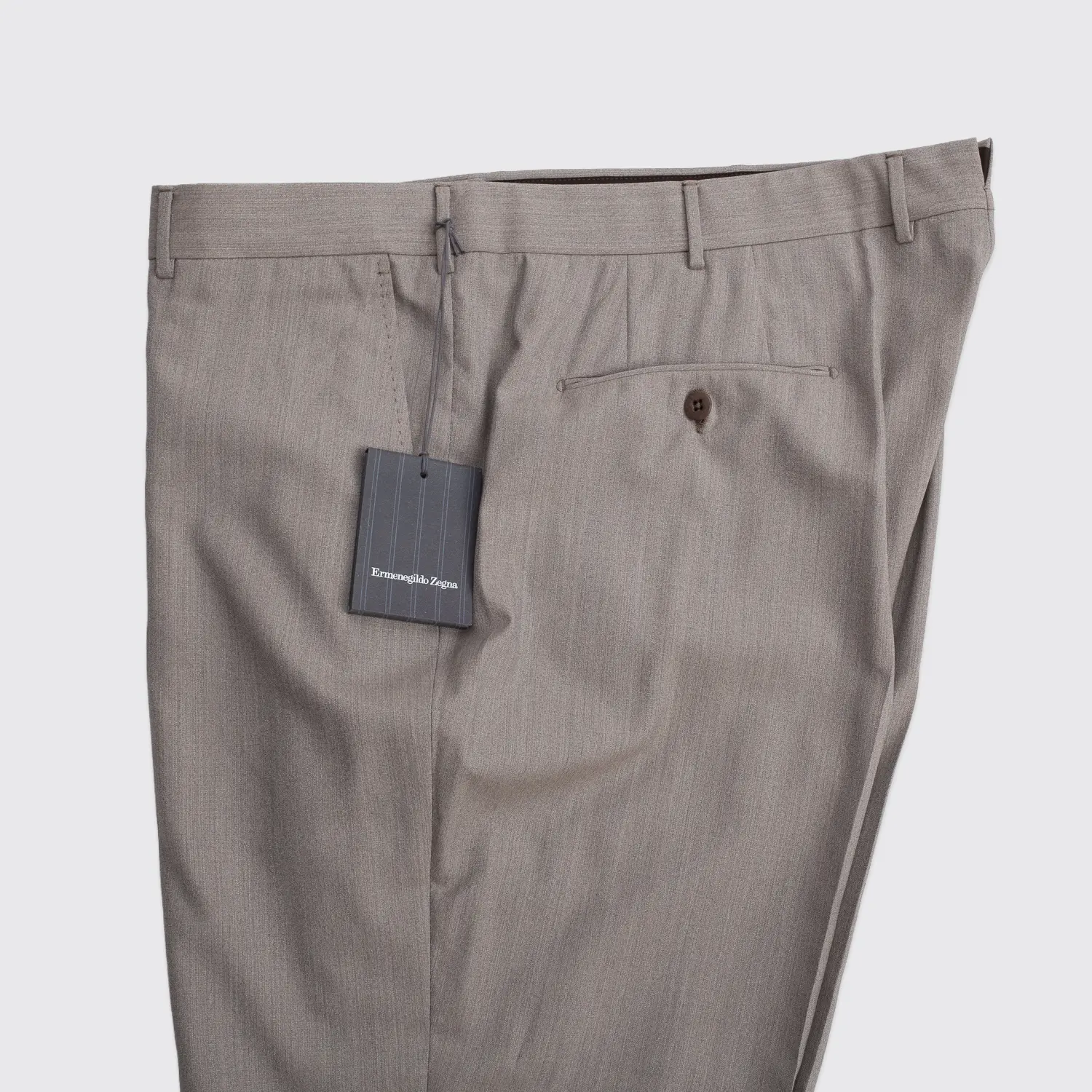 Ermenegildo Zegna Trousers Size EU58 Sand Gray Wool All Season Made in Italy