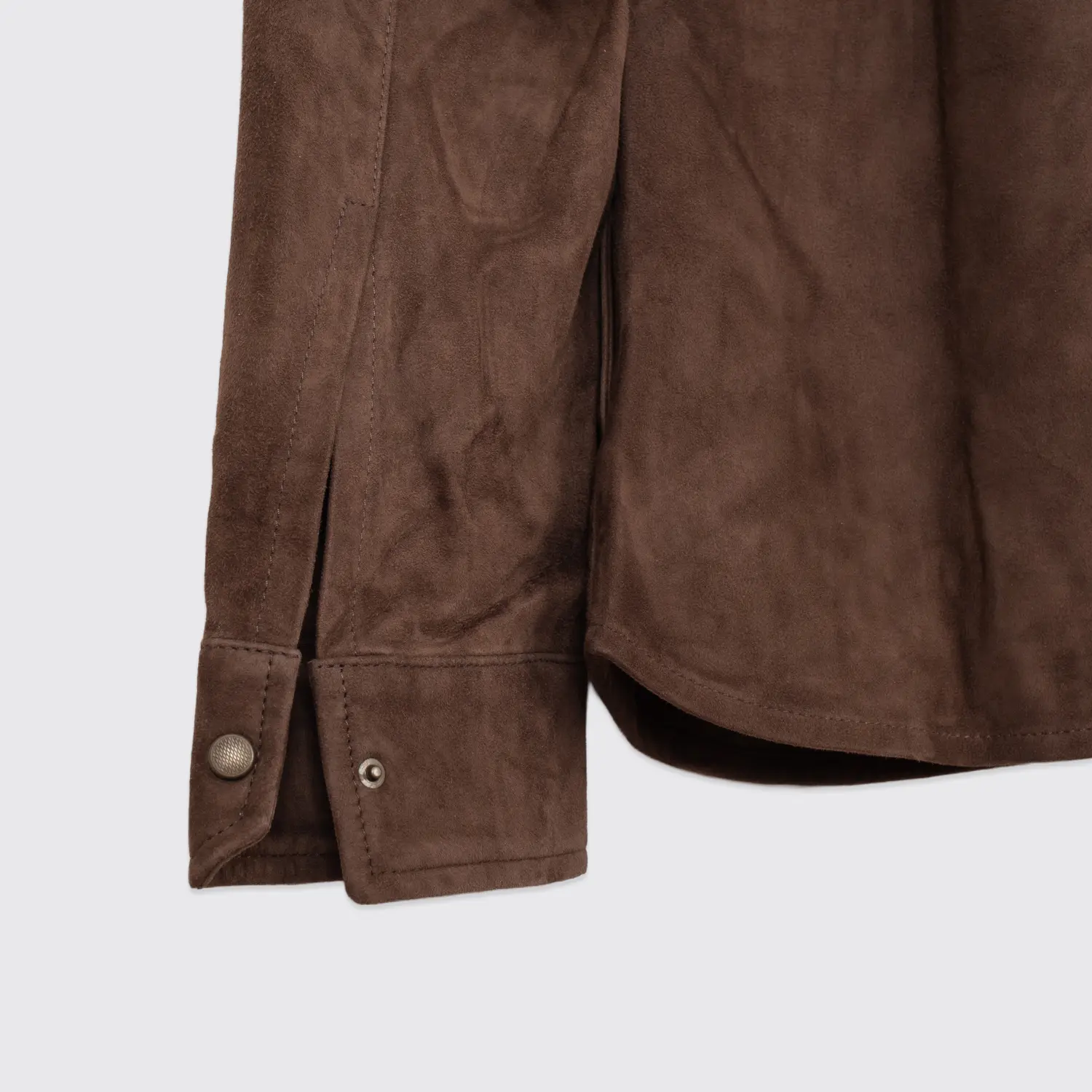 AJMone Barron Suede Shirt Size M (EU50) Men Coffee Brown Lambskin Made in Italy