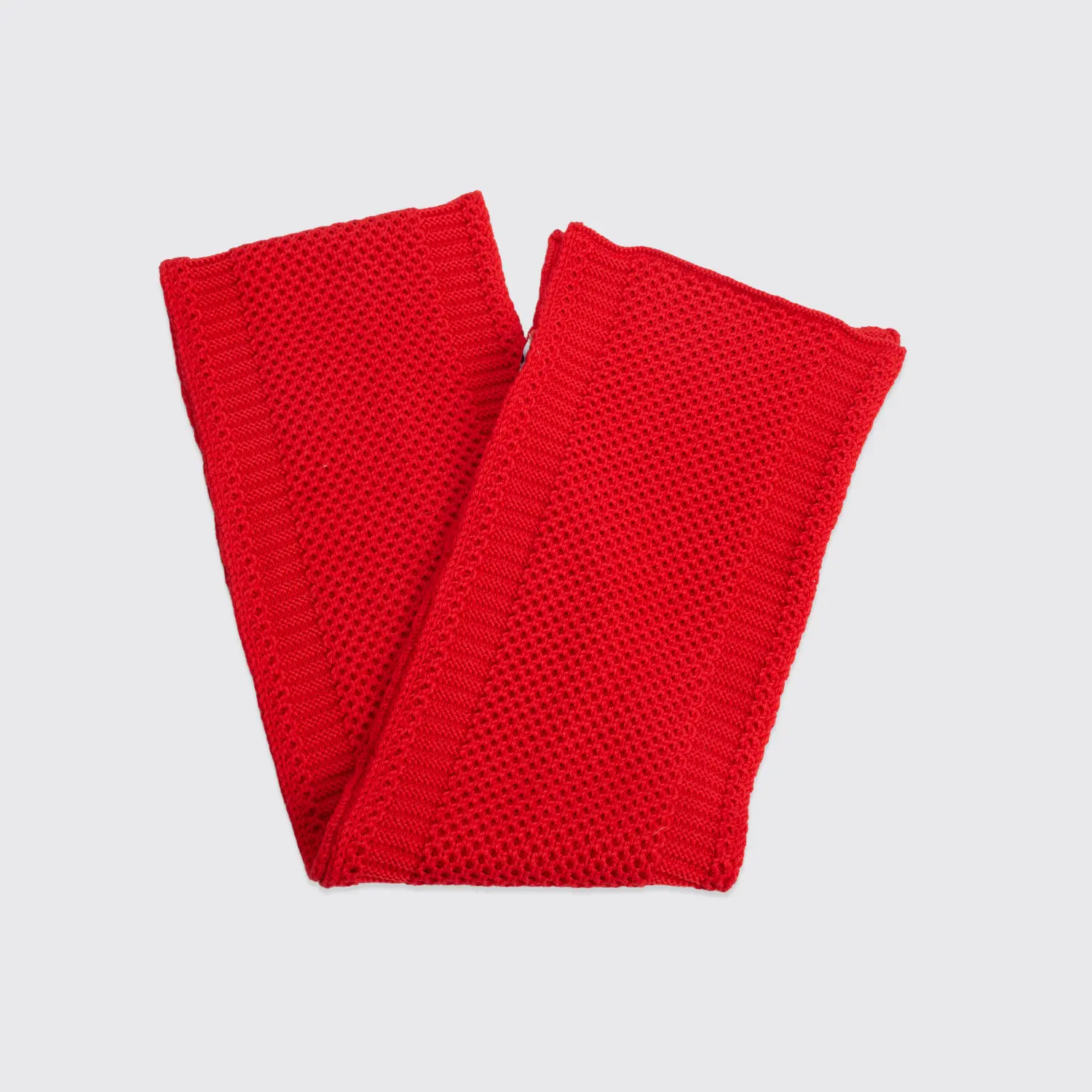 Giuliano Fujiwara Scarf Solid Red Textured Knit Wool Fall Winter Made in Italy