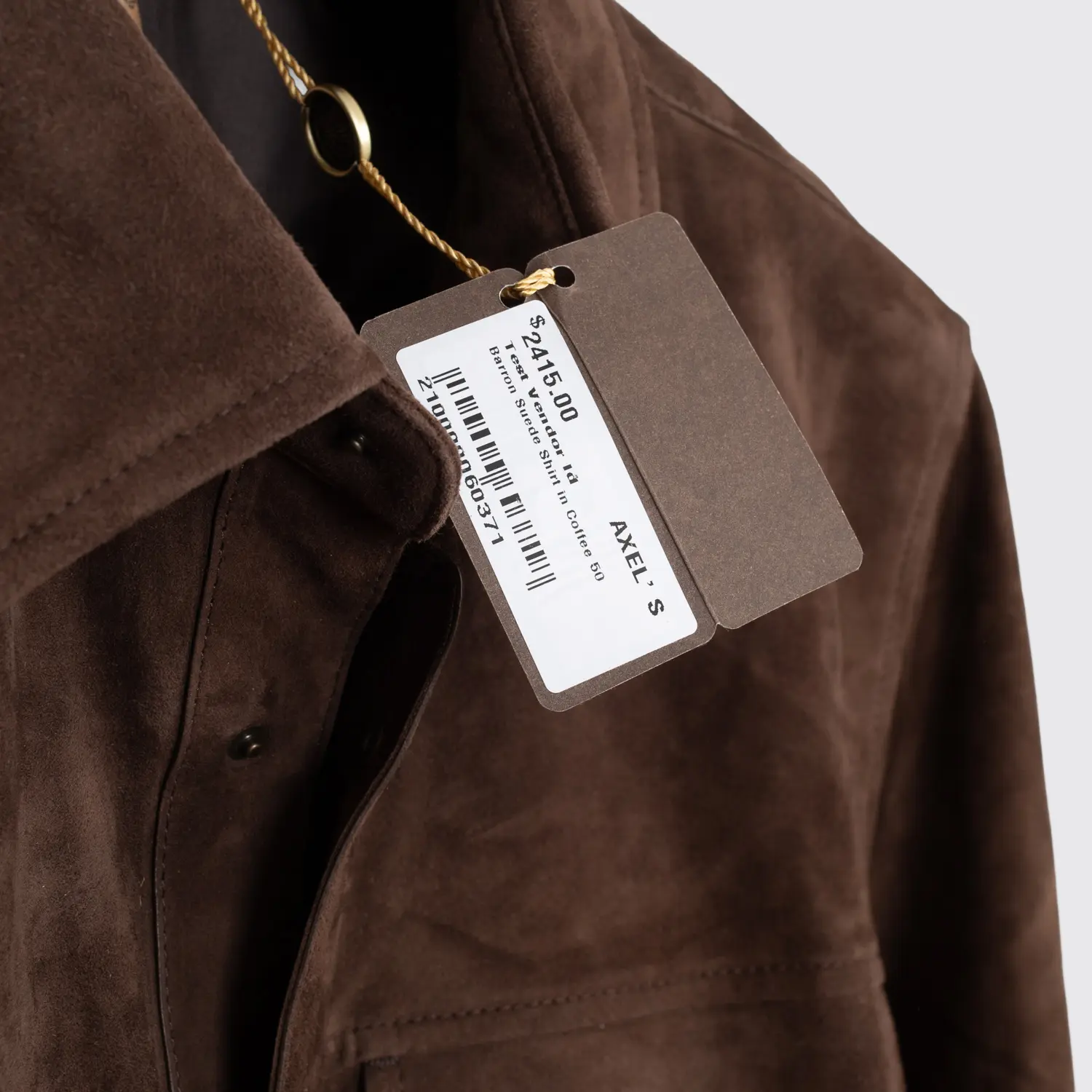 AJMone Barron Suede Shirt Size M (EU50) Men Coffee Brown Lambskin Made in Italy