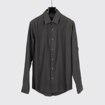 Frank Leder Sport Shirt Size M Dark Gray Navy Pinstripe Cotton Made in Germany