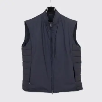 Emporio Armani Lightweight Down Vest Size EU58 Men Navy Blue Quilted Zip Front