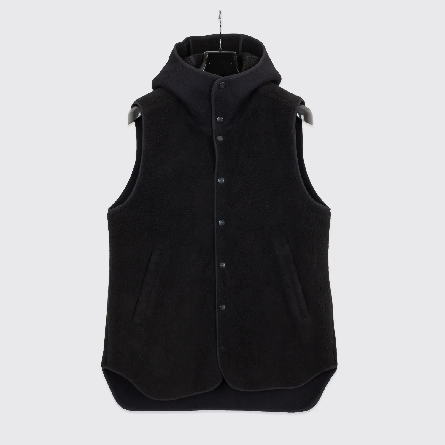 Tim Coppens Vest Size M Black Cotton Blend Fleece Tech Hooded Made in U.S.A.